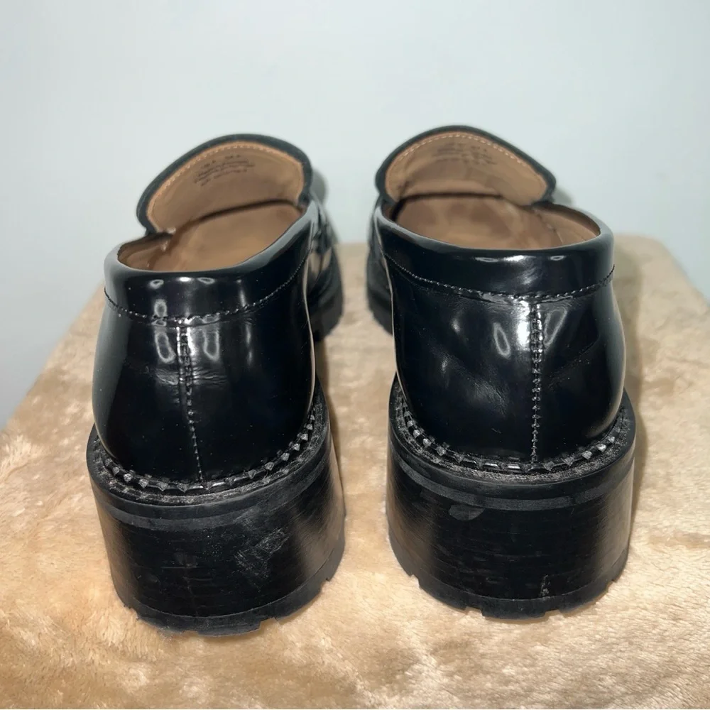 & Other Stories Black Patent Leather Chunky Lug Sole Penny Loafers Size 9 - Picture 4 of 9